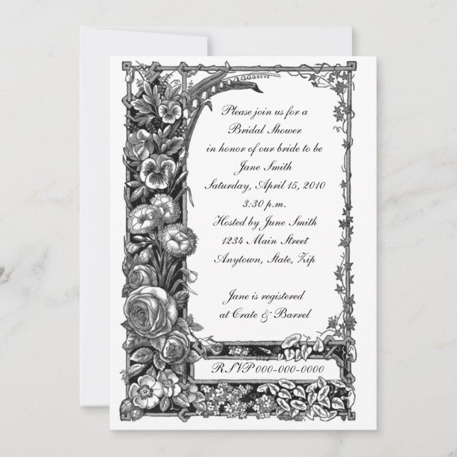 Victorian Flowers Bridal Shower Invitation (Front)