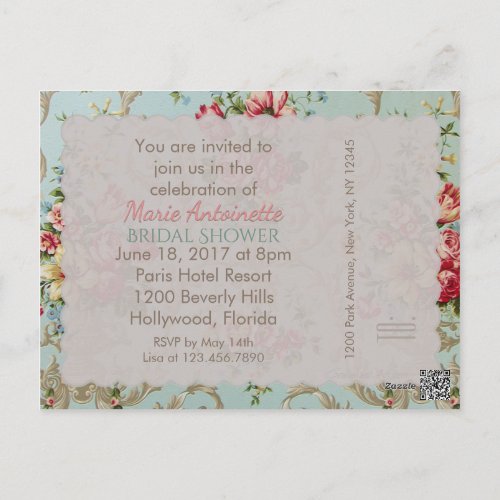 Victorian Flowers _ Postcard  RSVP  Invitations