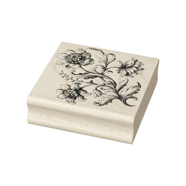 Victorian Flowers Rubber Stamp (Stamp)