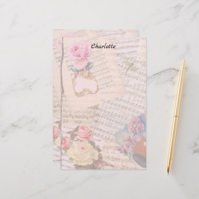 Victorian Flowers Stationery (Front/Back In Situ)