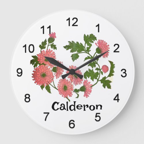 Victorian Flowers with Customizable Nametext  Large Clock