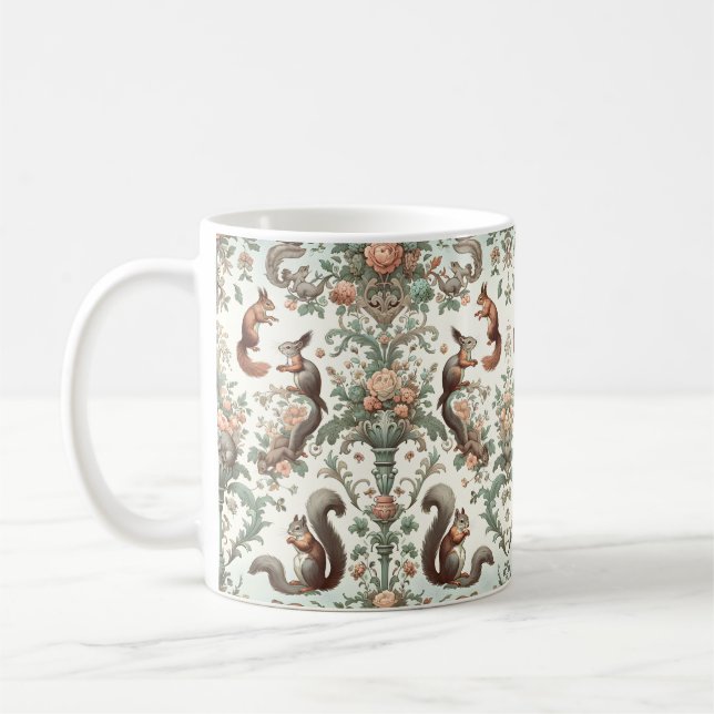 Victorian Forest Squirrel Tapestry  Coffee Mug (Left)