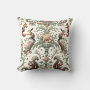 Victorian Forest Squirrel Tapestry Throw Pillow