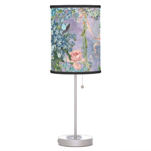 Victorian Forget_Me_Not and Rose Medley Table Lamp
