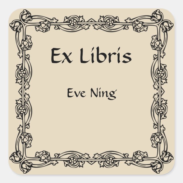 Victorian Four Bud Corner Bookplate (Front)