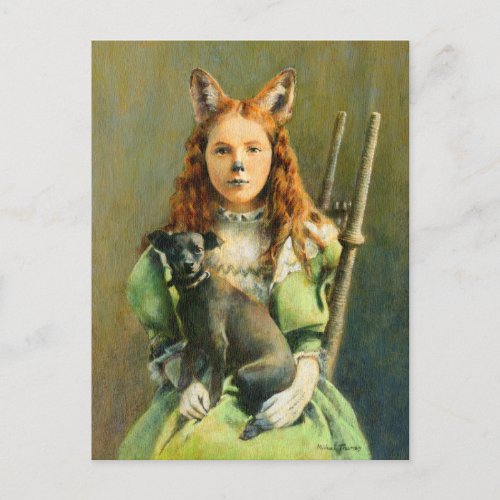 Victorian Fox Girl Postcard