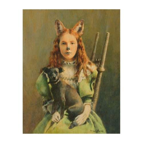 Victorian Fox Girl Wooden canvas Wood Wall Decor