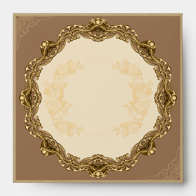 Victorian Frame in Gold Square Envelope (Front)