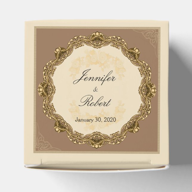 Victorian Frame in Gold Wedding Favor Boxes (Top)