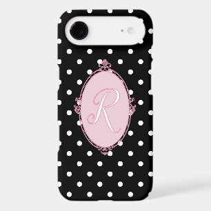 Victorian Frame Rococo and Polka Dots Girly Black iPhone 17 Air Case