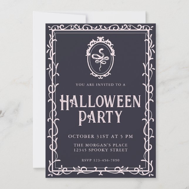 Victorian Frame Serpent Halloween Party Invitation (Front)