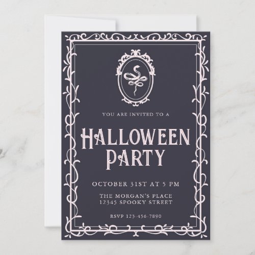 Victorian Frame Serpent Halloween Party Invitation