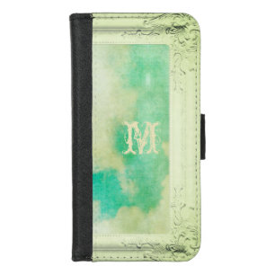 Victorian frame sky painting elegant teal cream iPhone 8/7 wallet case
