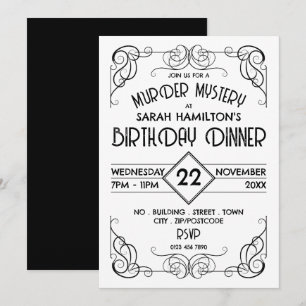 Victorian Framed Era, Murder Mystery Birthday Invitation