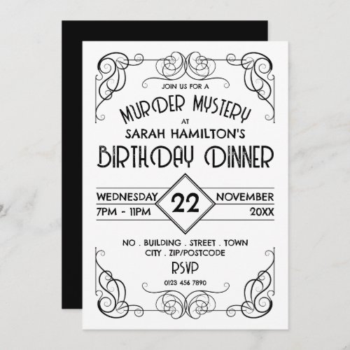 Victorian Framed Era Murder Mystery Birthday Invitation