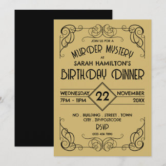 Victorian Framed Era, Murder Mystery Birthday Invitation