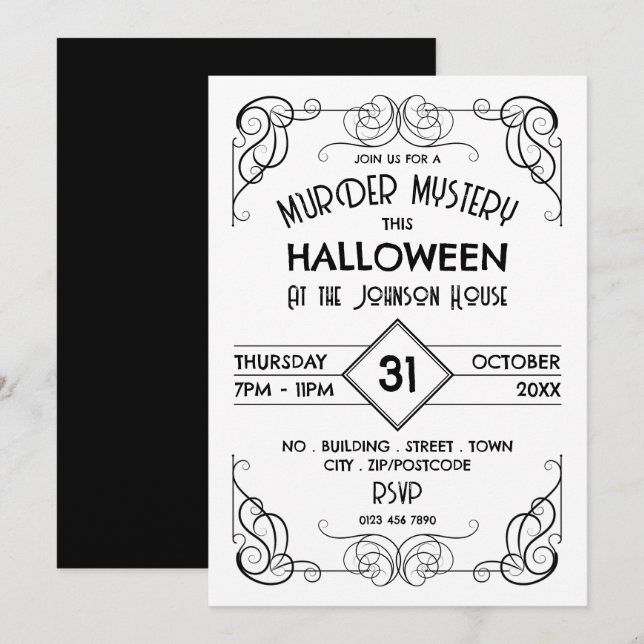 Victorian Framed Era, Murder Mystery Halloween Invitation (Front/Back)