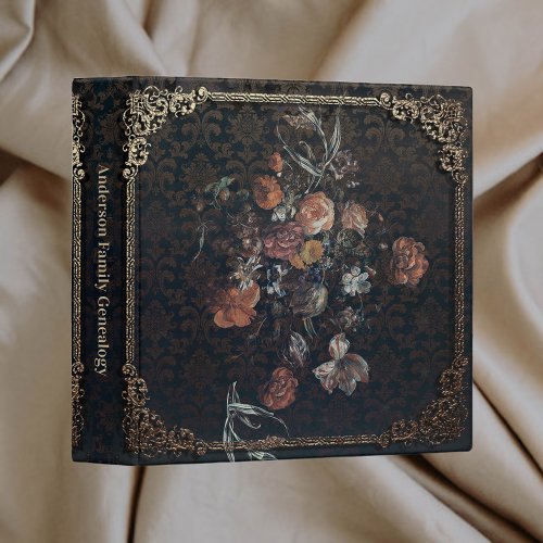 Victorian Framed Floral Bouquet Print 3 Ring Binder