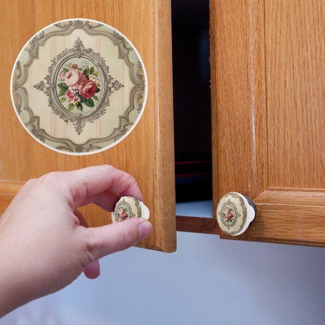 Victorian Framed Roses Ceramic Knob (Creator Uploaded)