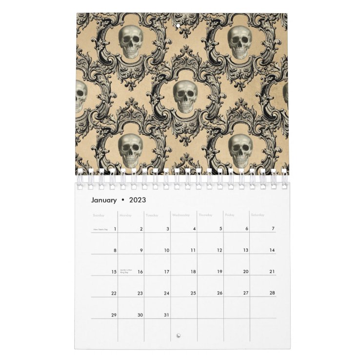 Victorian Framework Skulls Goth Skeleton Gothic Calendar Zazzle