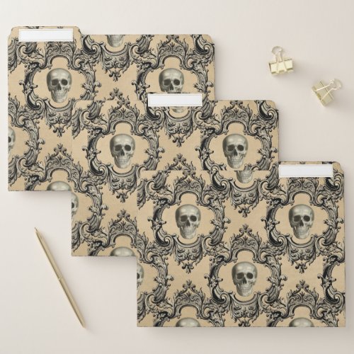 Victorian Framework Skulls Goth Skeleton Gothic File Folder