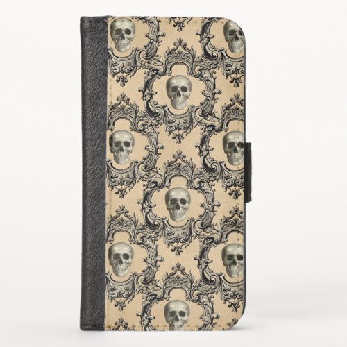 Victorian Framework Skulls Goth Skeleton Gothic iPhone X Wallet Case