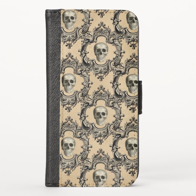 Victorian Framework Skulls Goth Skeleton Gothic iPhone Wallet Case (Front)