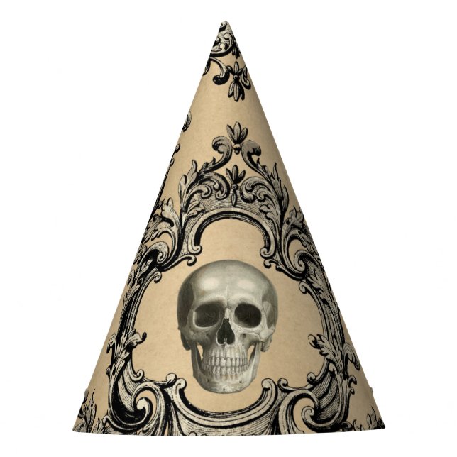 Victorian Framework Skulls Goth Skeleton Gothic Party Hat (Front)