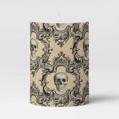 Victorian Framework Skulls Goth Skeleton Gothic Pillar Candle