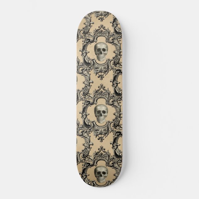 Victorian Framework Skulls Goth Skeleton Gothic Skateboard (Front)