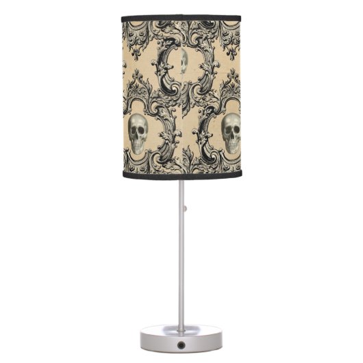 Victorian Framework Skulls Goth Skeleton Gothic Table Lamp (Back)