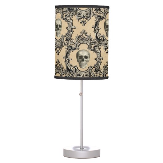Victorian Framework Skulls Goth Skeleton Gothic Table Lamp (Front)
