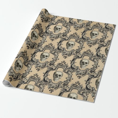 Victorian Framework Skulls Goth Skeleton Gothic Wrapping Paper