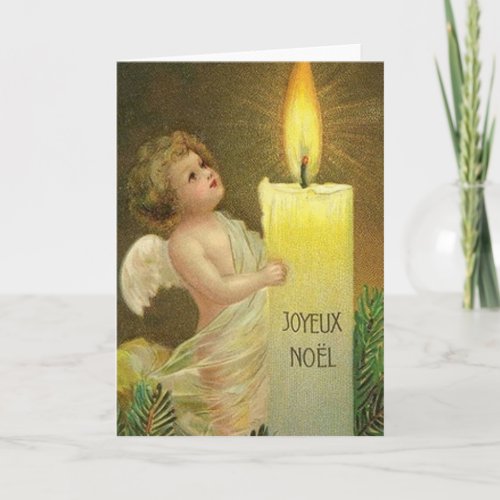 Victorian French Angel Joyeux Noel Christmas Card