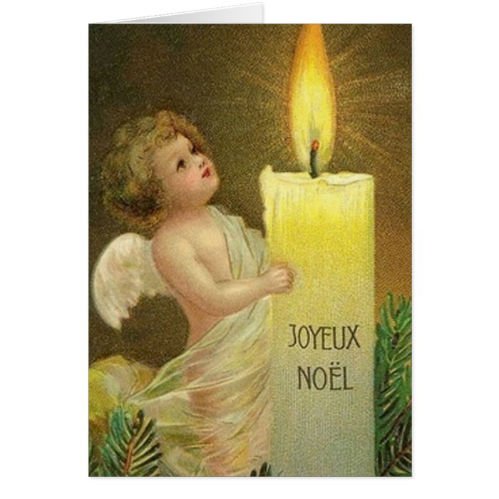 Victorian French Angel Joyeux Noel Christmas Card | Zazzle