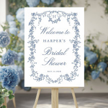 Victorian French Blue Bridal Shower Welcome