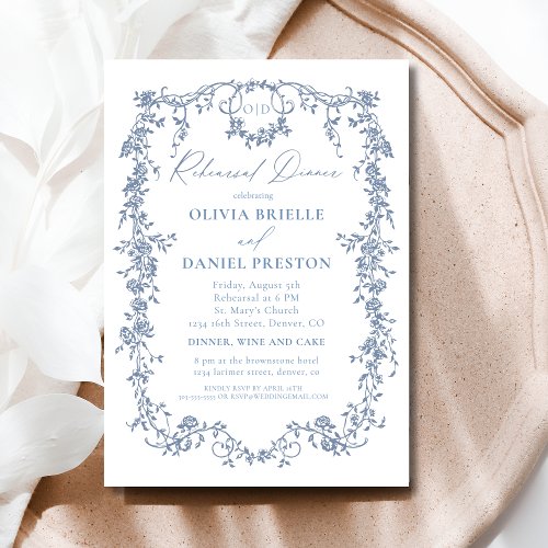 Victorian French Blue Rehearsal Dinner Wedding