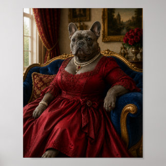 Victorian French Bulldog Duchess Portrait Frenchie Poster