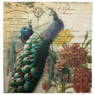 victorian french country modern vintage peacock napkin
