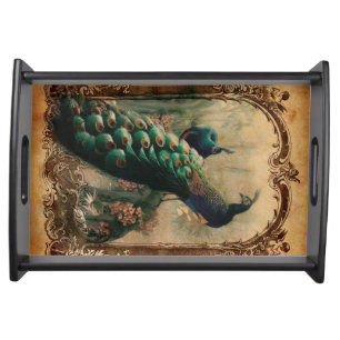 victorian french country modern vintage peacock serving tray
