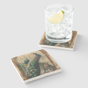 victorian french country modern vintage peacock stone coaster