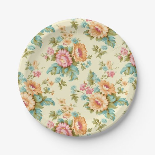 Victorian french country vintage flowers paper plates