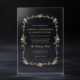 Victorian French Gold Vintage Wedding Acrylic Invitations