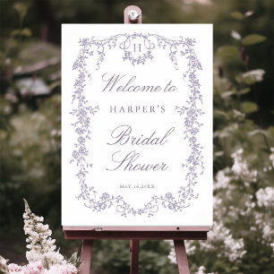 Victorian French Lavender Bridal Shower Welcome Foam Board