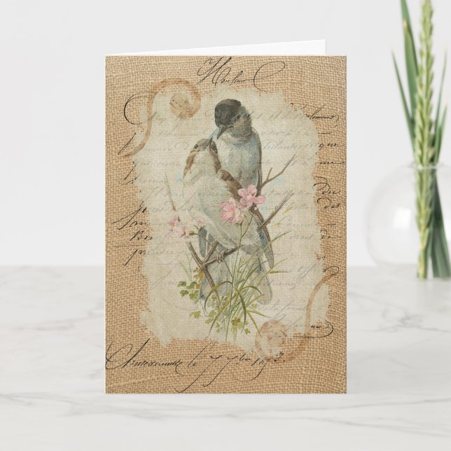 Victorian French Love Birds Love Song Card (Front)
