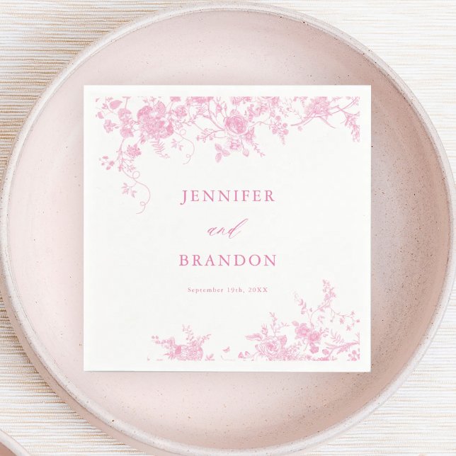 Victorian French Pink Floral Wedding Napkins (Creator Uploaded)