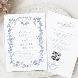 Victorian French QR Code All In One Wedding Invitation