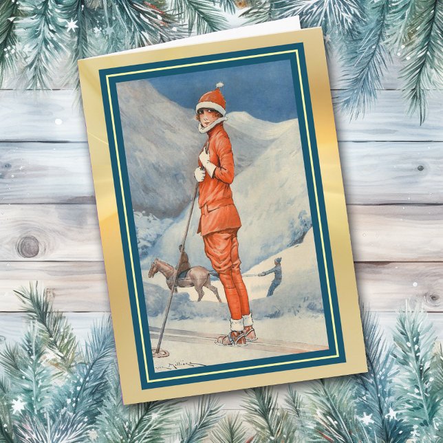 Victorian French Ski Slope Christmas Card (Creator Uploaded)