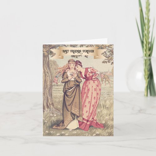 Victorian Friendship Illustration Galentines Day  Card