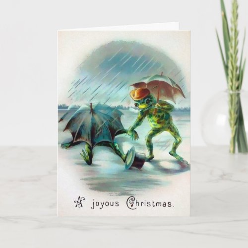 Victorian Frog Fall Christmas Card